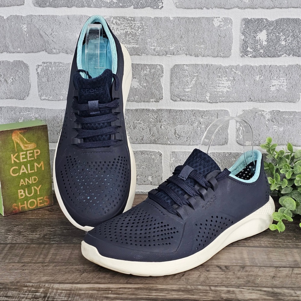 Crocs LiteRide Pacer Sneakers Womens 11 Navy Lightweight Comfort Shoes 205234